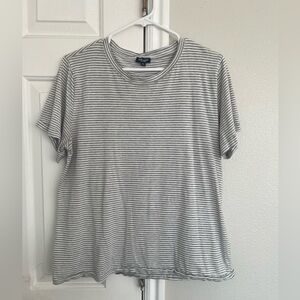Splendid Striped Cotton Modal Top Gray and White